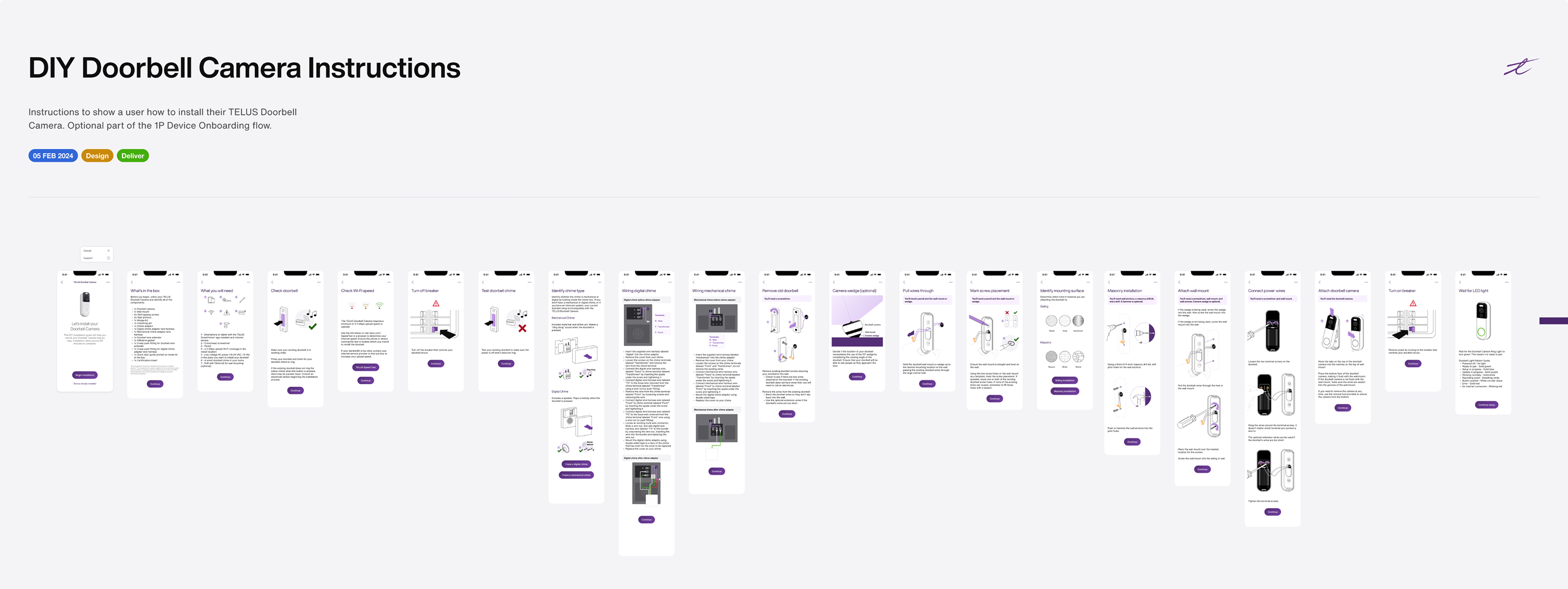 DIY doorbell camera instructions with custom illustrations